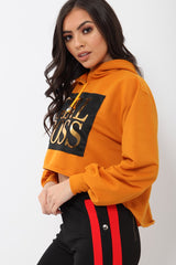 Orange Girl Boss Cropped Hoodie - Kelsy