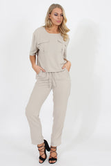 Stone Pocket Detail Dipped Hem Top - Kem