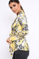 Yellow Floral Belted Blazer - Kenna