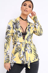 Yellow Floral Belted Blazer - Kenna