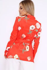 Orange Floral Belted Blazer - Kenna