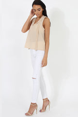 Nude V Front Tie Neck Top - Kennedy