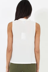 White V Front Tie Neck Top - Kennedy