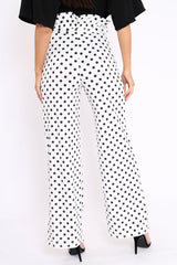 Polka Dot Paper Bag Tie Waist Wide Leg Trousers - Kennedy