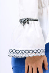 White Bardot Bell Sleeve Top - Kenzie