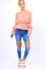 Rose Bardot Bell Sleeve Top - Kenzie