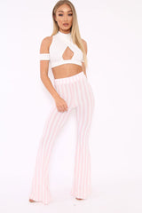 White Cross Front Cold Shoulder Crop Top - Kenzli