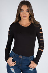 Black Cut Out Bodysuit - Keira