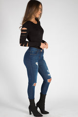 Black Cut Out Bodysuit - Keira