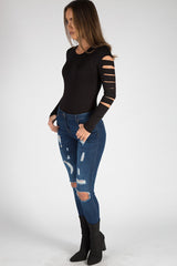 Black Cut Out Bodysuit - Keira