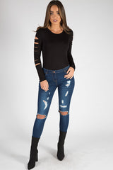 Black Cut Out Bodysuit - Keira