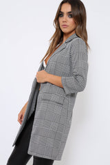 Hounds-tooth Tartan Long Blazer - Kerrie