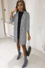 Hounds-tooth Tartan Long Blazer - Kerrie