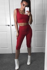 Red Cropped Top and Leggings Co-Ords - Remini