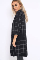 Black Check Long Blazer - Kerrie