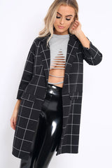 Black Check Long Blazer - Kerrie