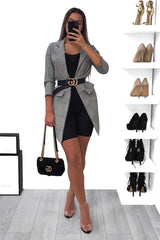 Hounds-tooth Tartan Long Blazer - Kerrie