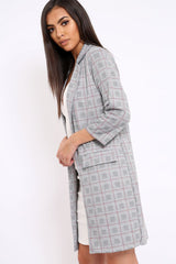 Hounds-tooth Red Tartan Long Blazer - Kerrie