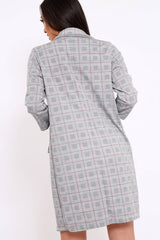 Hounds-tooth Red Tartan Long Blazer - Kerrie