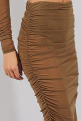 Khaki Sheer Ruched Co-ord - Kerry
