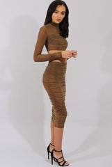 Khaki Sheer Ruched Co-ord - Kerry