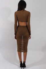 Khaki Sheer Ruched Co-ord - Kerry