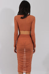 Rust Sheer Ruched Co-ord - Kerry