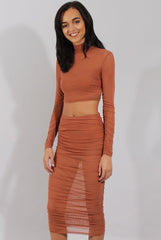 Rust Sheer Ruched Co-ord - Kerry