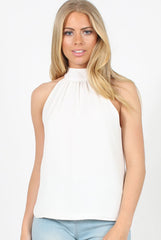 White High Neck Lace Back Top - Kerry