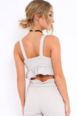 Grey Frill Hem Crop Top - Keya