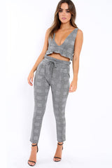 Tartan Frill Hem Crop Top - Keya