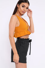 Mustard Frill Hem Crop Top - Keya
