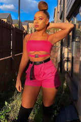 Pink Utility Pocket Crop Top and Shorts Co-ord - Juri