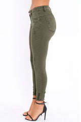 Khaki Distressed Skinny Jeans - Isabellah