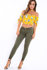Yellow Floral Frill Gypsy Top - Maysia