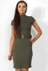 Holli Khaki High Neck Dress