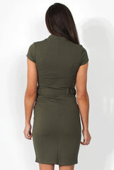 Holli Khaki High Neck Dress