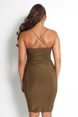 Isabell Khaki Bodycon Midi Dress