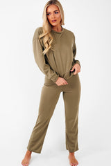 Khaki Sweatshirt Slim Jogger Tracksuit - Erieanna