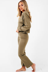 Khaki Sweatshirt Slim Jogger Tracksuit - Erieanna