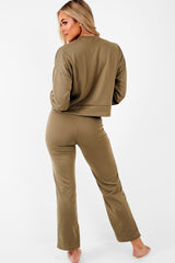 Khaki Sweatshirt Slim Jogger Tracksuit - Erieanna