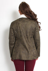 Vanessa Khaki Suede Fur Lined Jacket