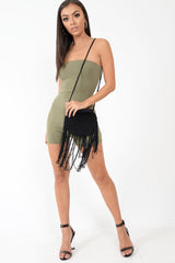 Khaki Jersey Bandeau Playsuit  - Cristyn
