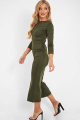 Khaki Keyhole Top Culotte Co-Ord - Raelinn