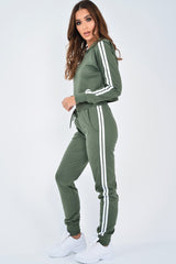 Khaki Tracksuit with White Side Stripe - Kady