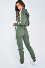 Khaki Tracksuit with White Side Stripe - Kady