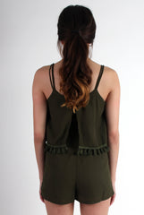 Tammy Khaki Tassle Playsuit