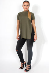 Cadence Khaki Cross Back Top