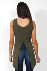 Limu Khaki Mesh Dropped Hem Top