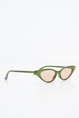 Khaki Tinted Lens Mini Cat Eye Sunglasses - Ezrie